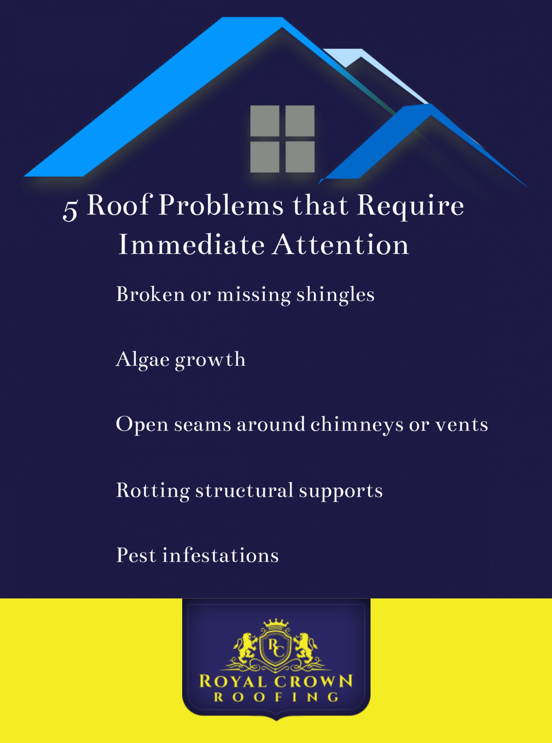 5 Roof Problems that Require Immediate Attention, Royal Crown Roofing, Conroe, TX